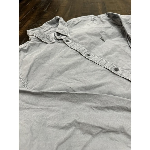 All Saints Other - AllSaints Mens Gray Solid Long Sleeve Button Up Cotton Logo Shirt Large